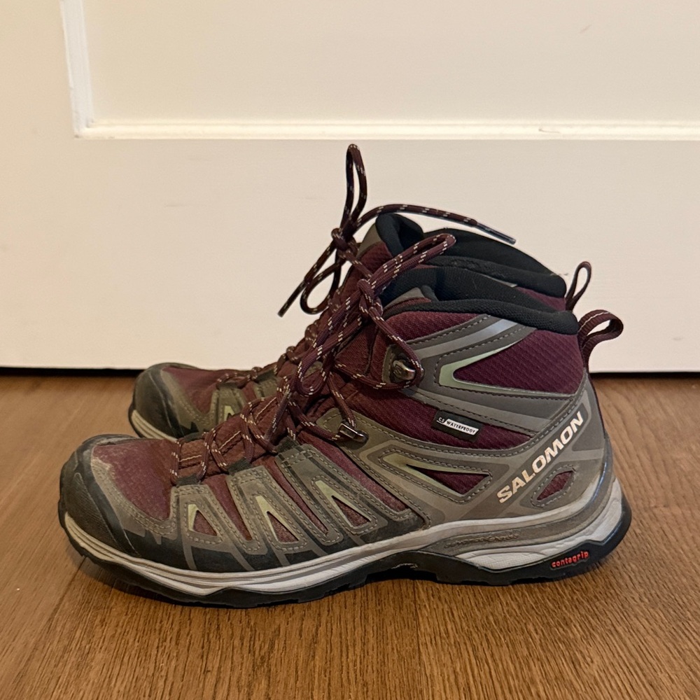 Salomon Athletic Shoes - Maroon and Gray-waterproof